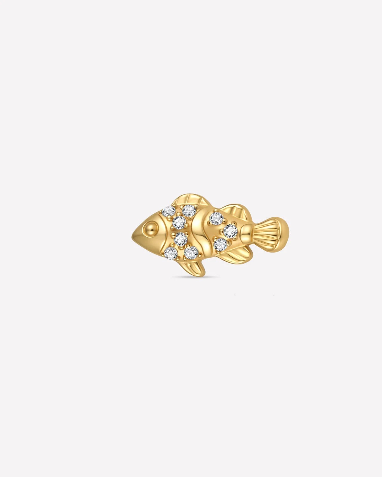 Coral Clownfish Flatback Stud in gold with Crystal Clear zirconia