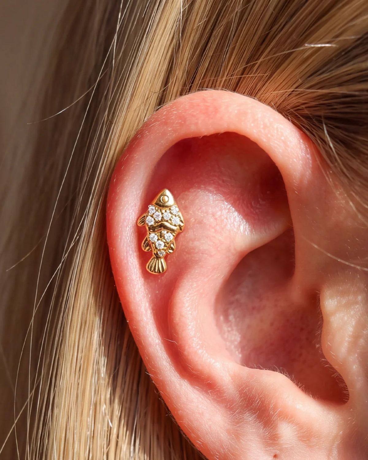 Gold Coral Clownfish Flatback Stud ear styling