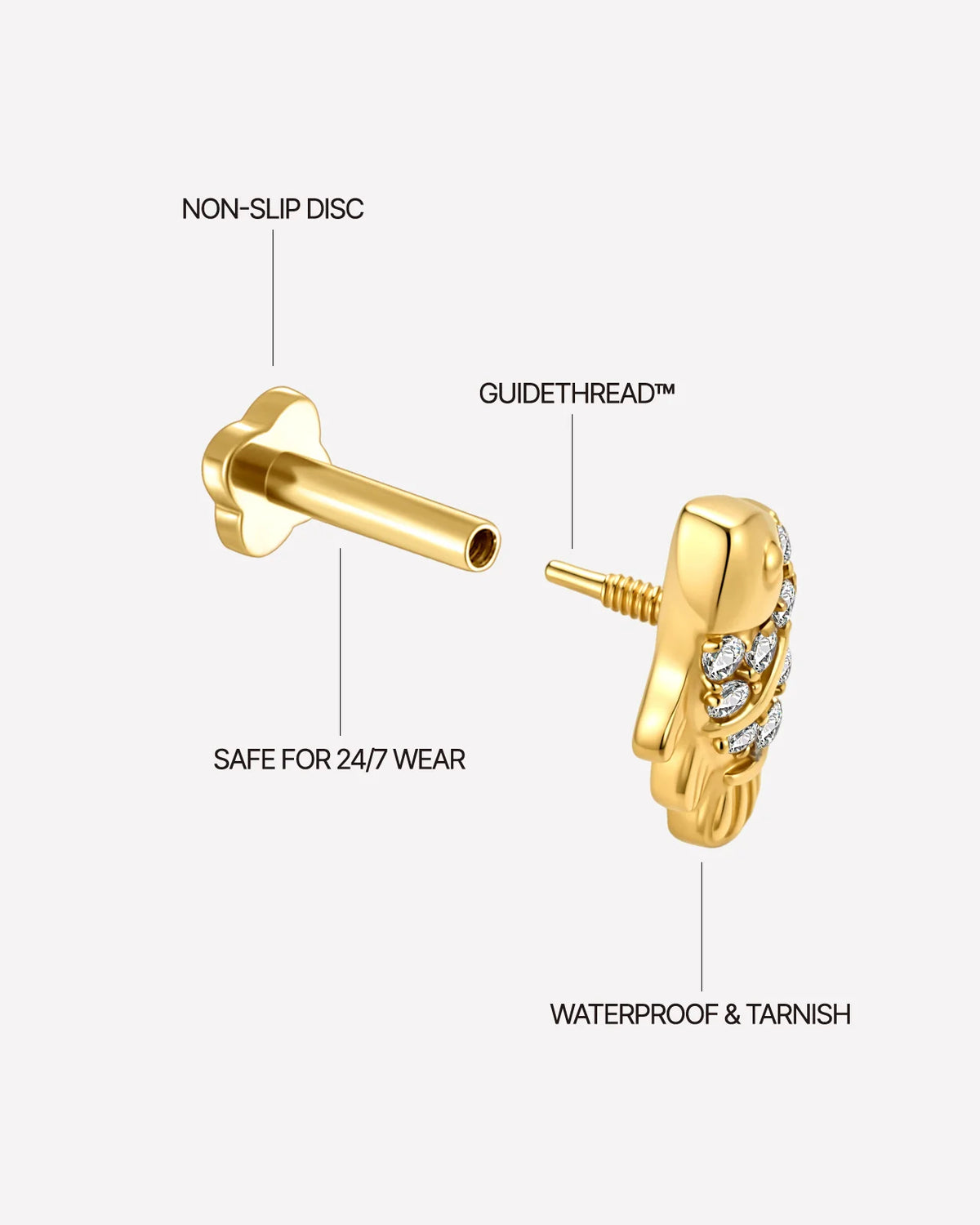 Gold Coral Clownfish Flatback Stud product features