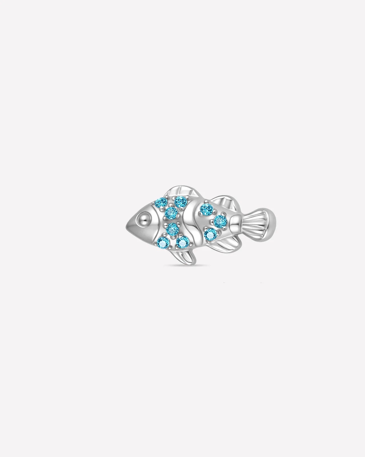 Coral Clownfish Flatback Stud in silver with Ocean Mist zirconia