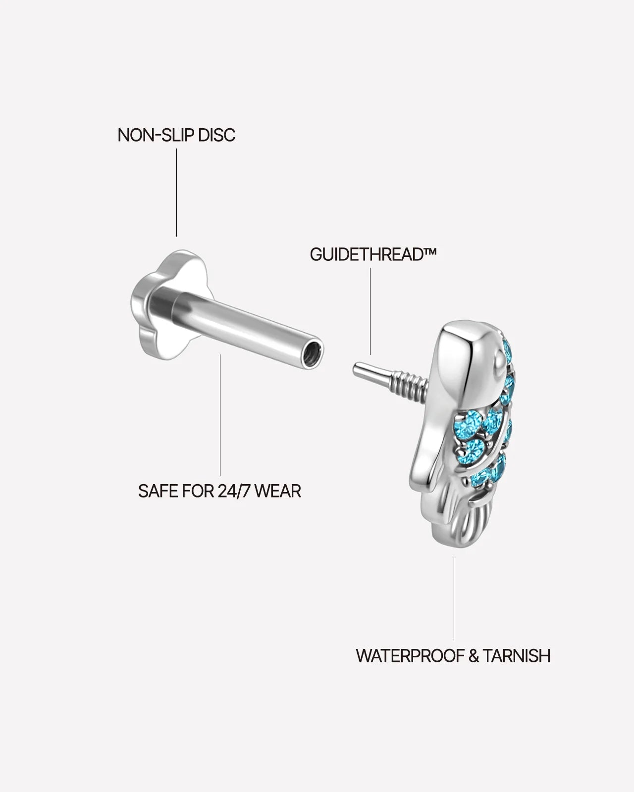 Silver Coral Clownfish Flatback Stud product features