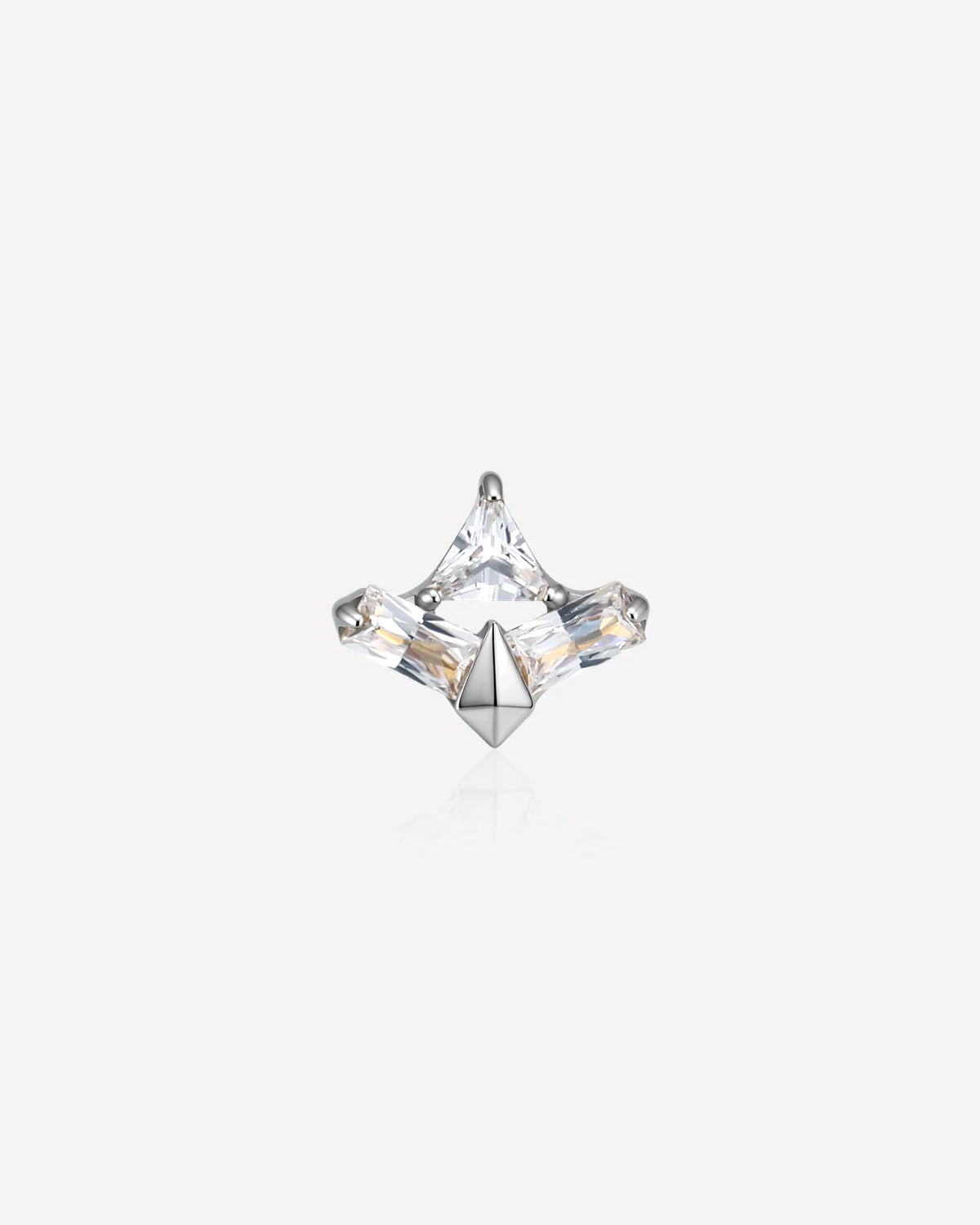 Apex Prism Flatback Stud Silver Crystal Clear - Image 1
