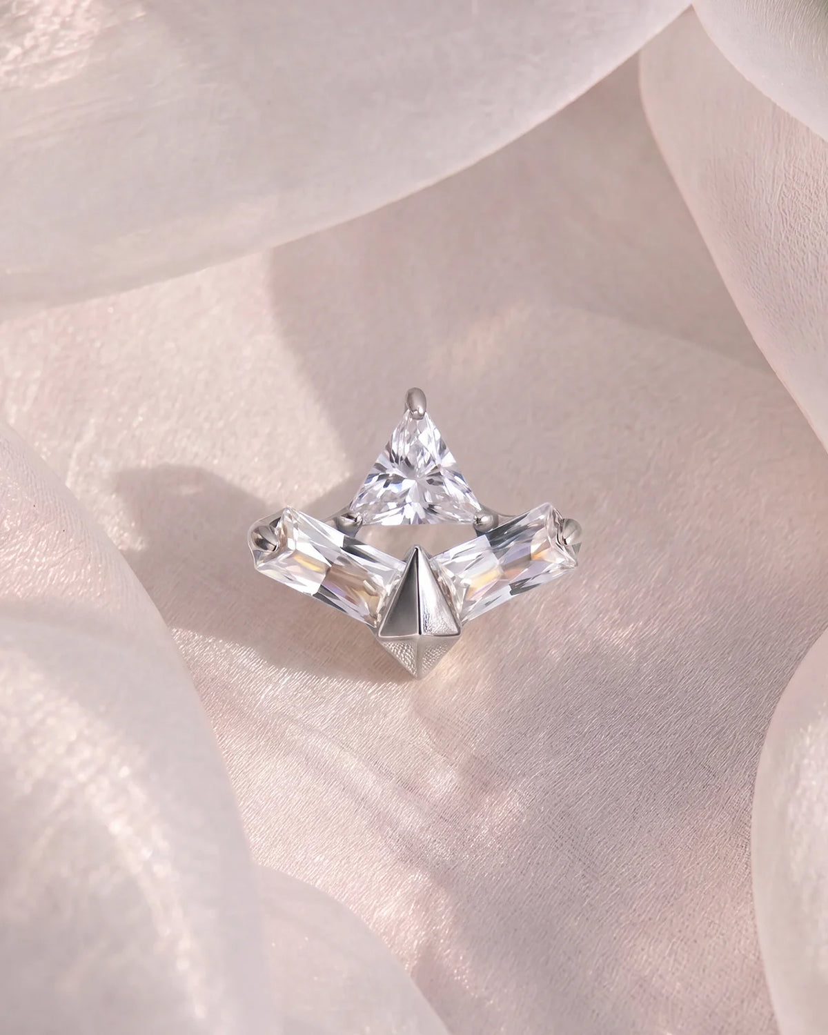 Apex Prism Flatback Stud Silver Crystal Clear - Image 2