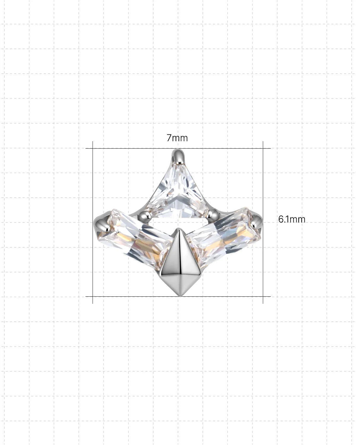 Apex Prism Flatback Stud Silver Crystal Clear - Image 6