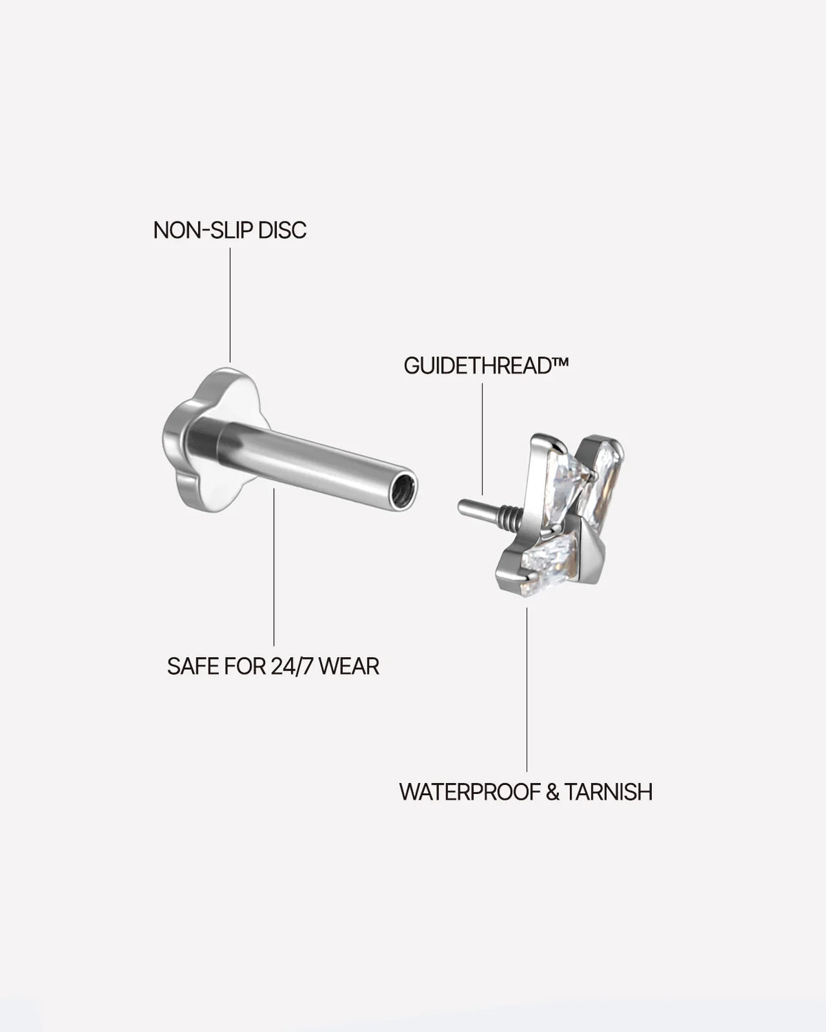 Apex Prism Flatback Stud Silver Crystal Clear - Image 9