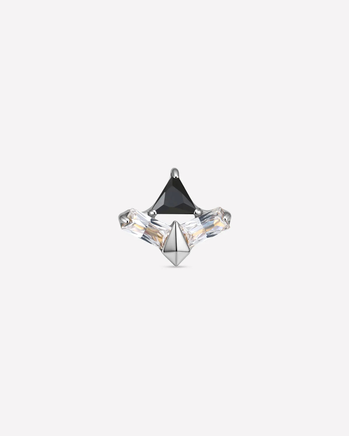 Apex Prism Flatback Stud Silver Onyx Black - Image 1