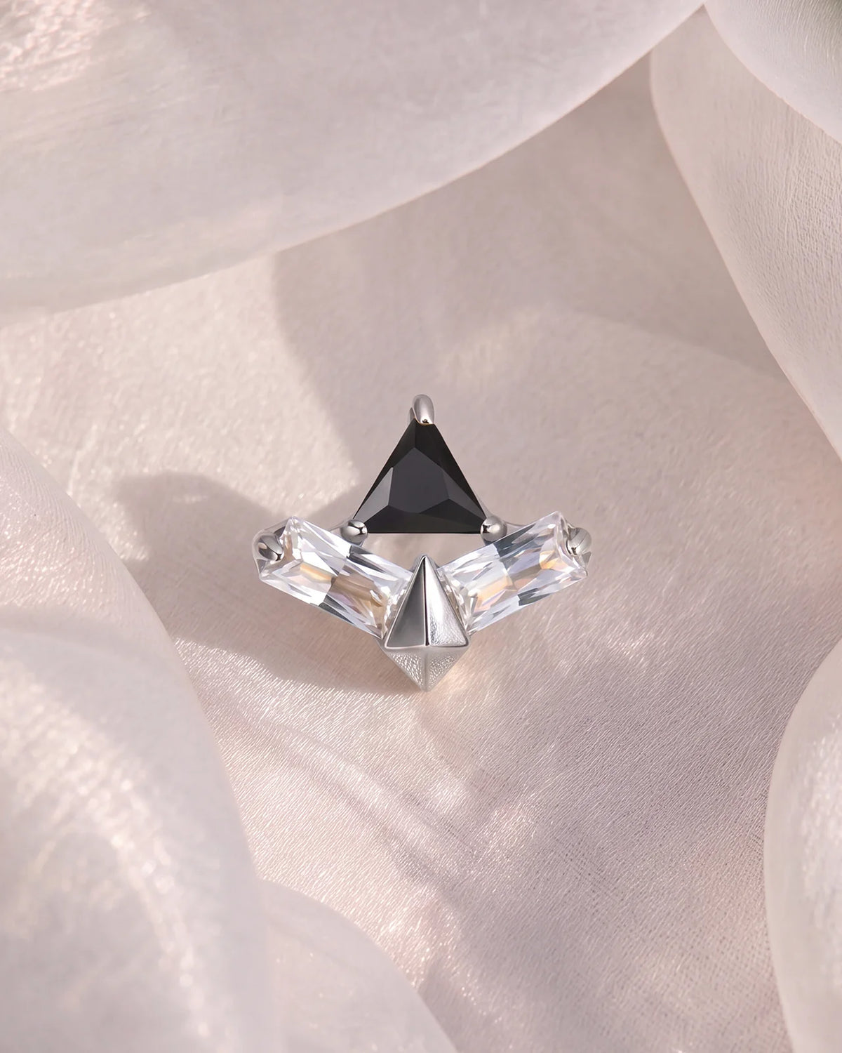 Apex Prism Flatback Stud Silver Onyx Black - Image 2