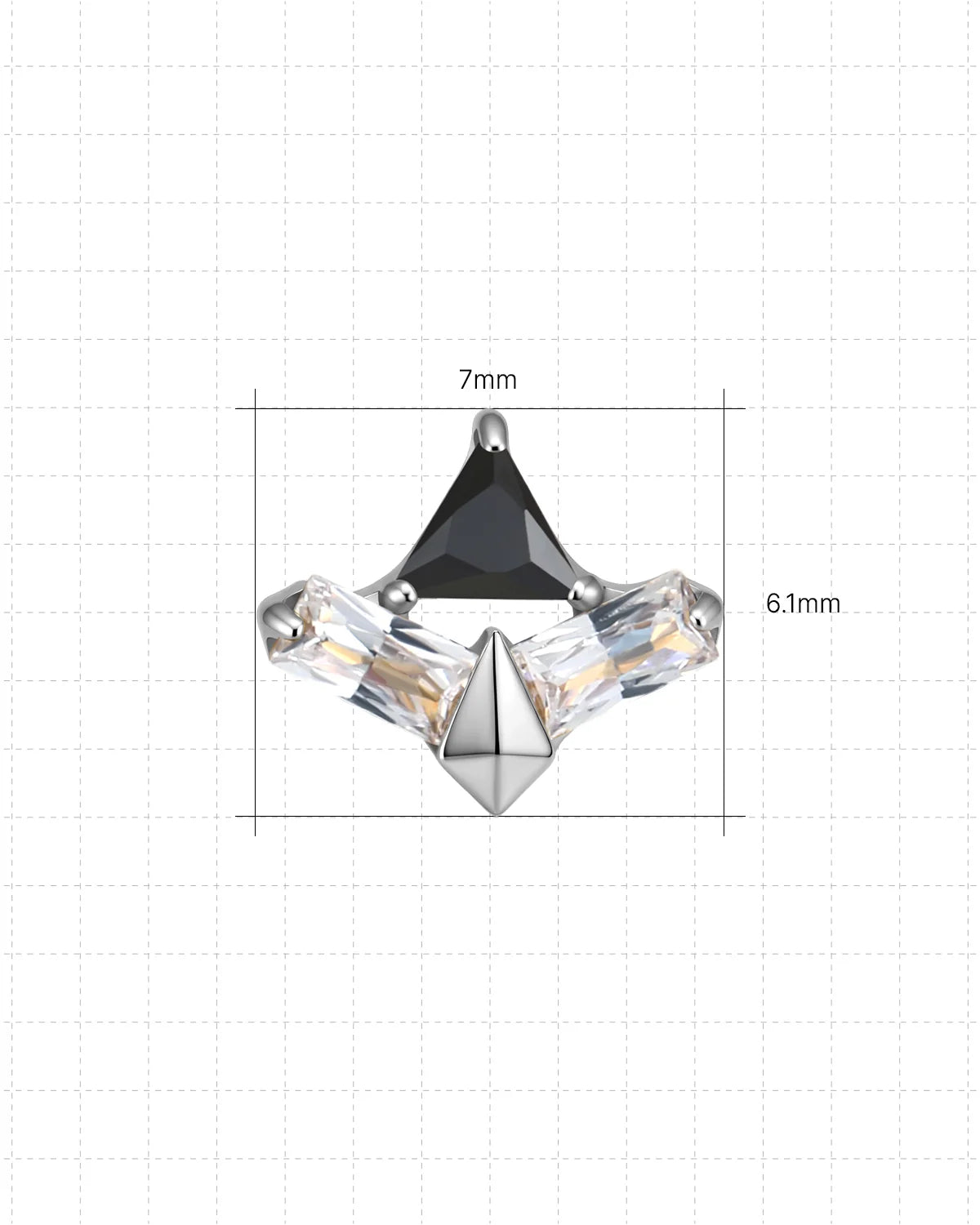 Apex Prism Flatback Stud Silver Onyx Black - Image 6