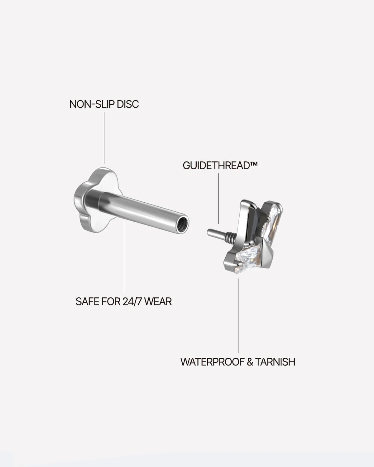 Apex Prism Flatback Stud Silver Onyx Black - Image 9