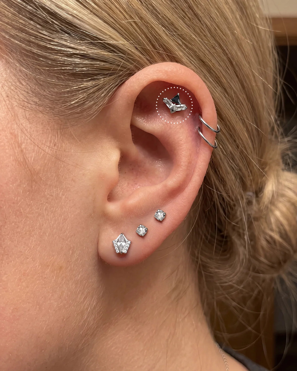 Apex Prism Flatback Stud Silver Onyx Black - Image 10