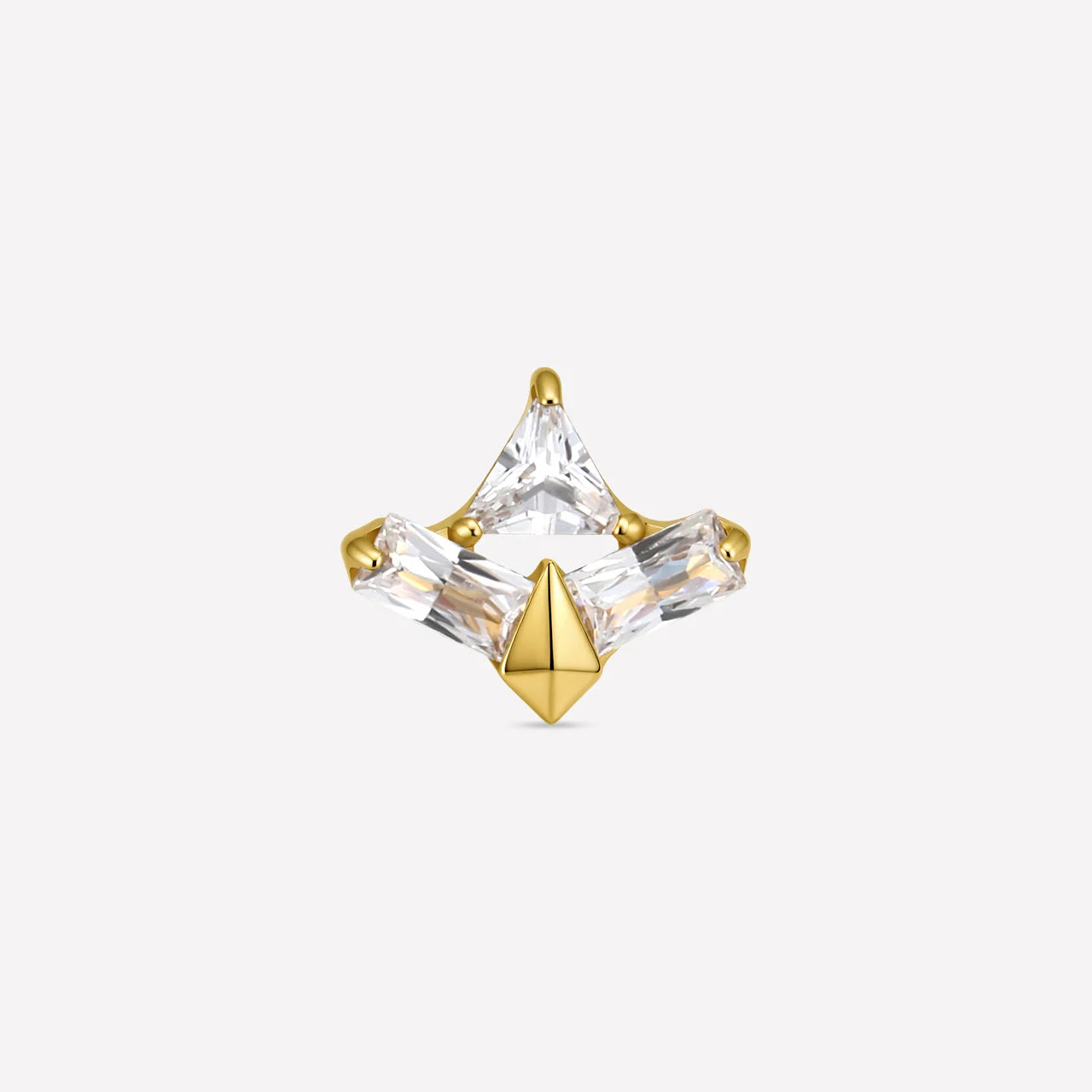 Apex Prism Flatback Stud Gold Crystal Clear - Image 1
