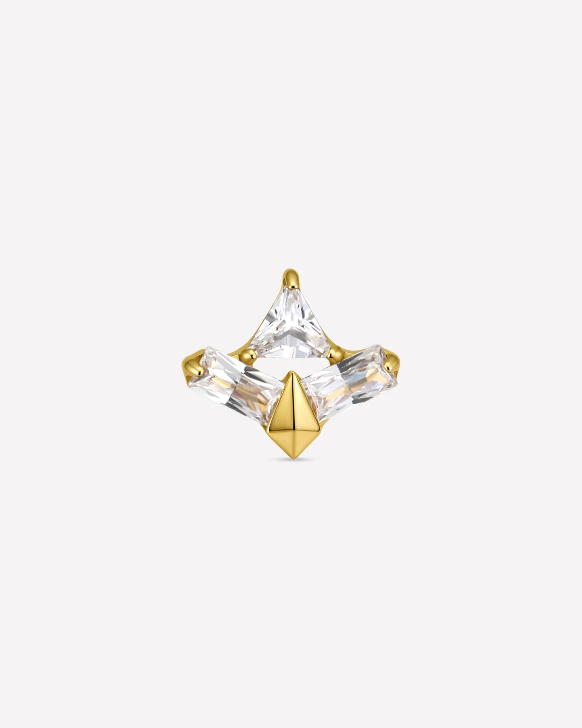 Apex Prism Flatback Stud Gold Crystal Clear - Image 1