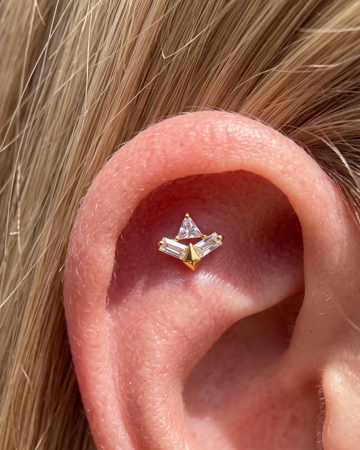 Apex Prism Flatback Stud Gold Crystal Clear - Image 4