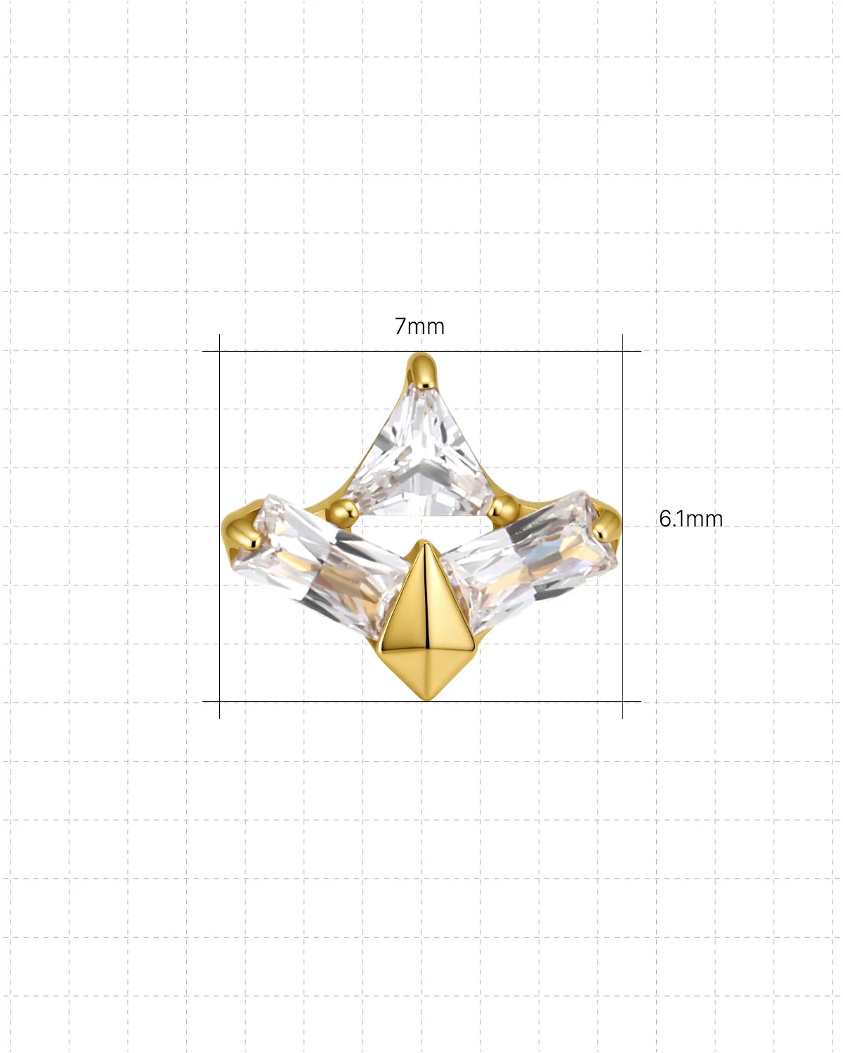 Apex Prism Flatback Stud Gold Crystal Clear - Image 8