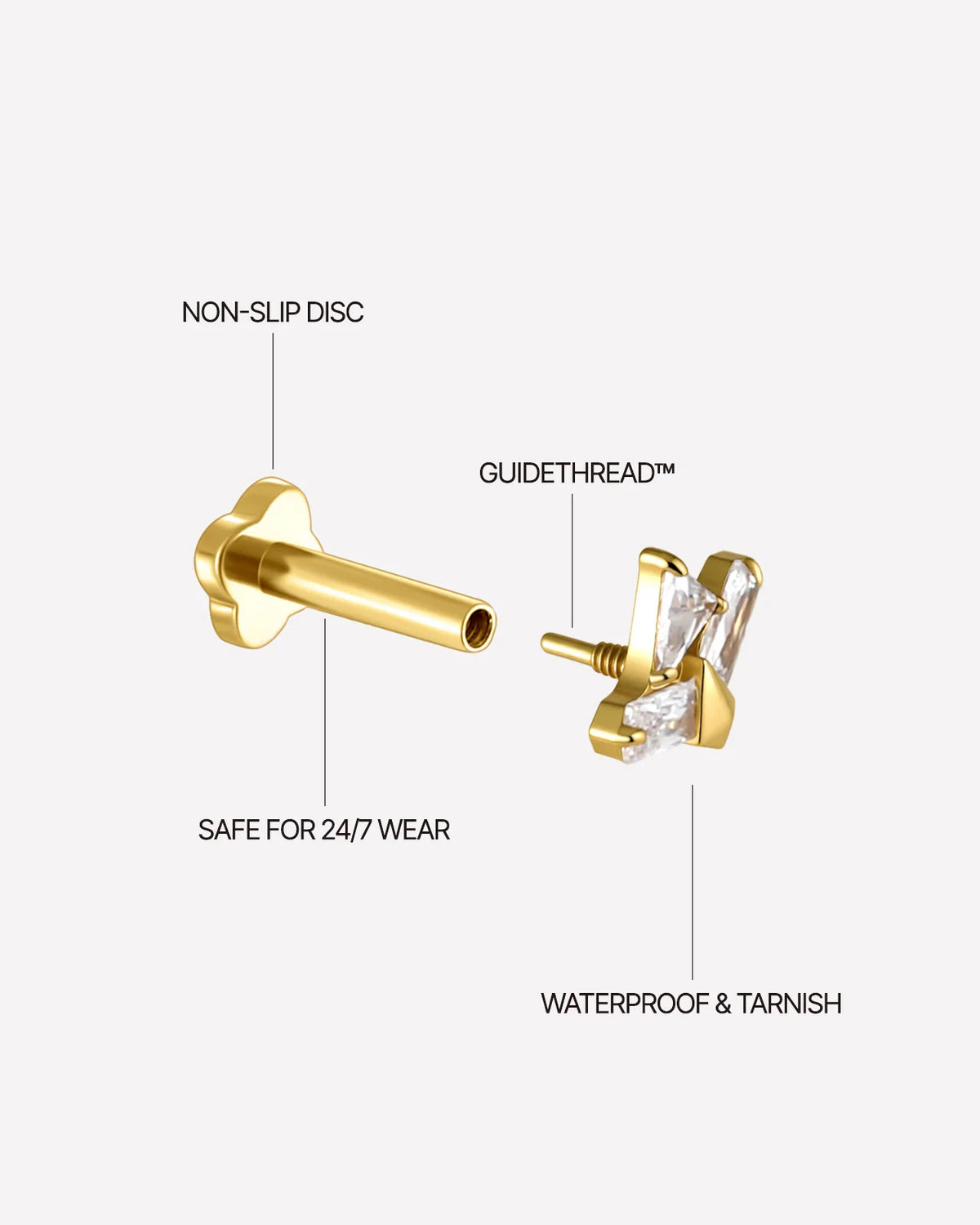 Apex Prism Flatback Stud Gold Crystal Clear - Image 9