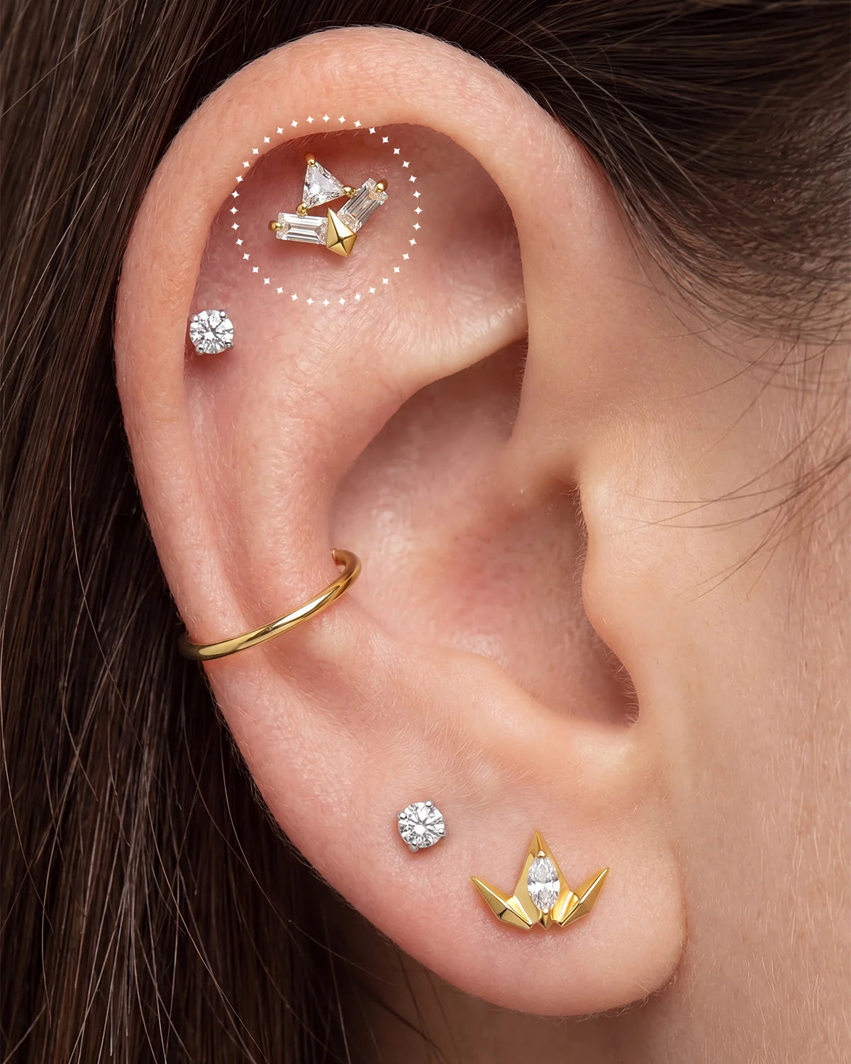 Apex Prism Flatback Stud Gold Crystal Clear - Image 13