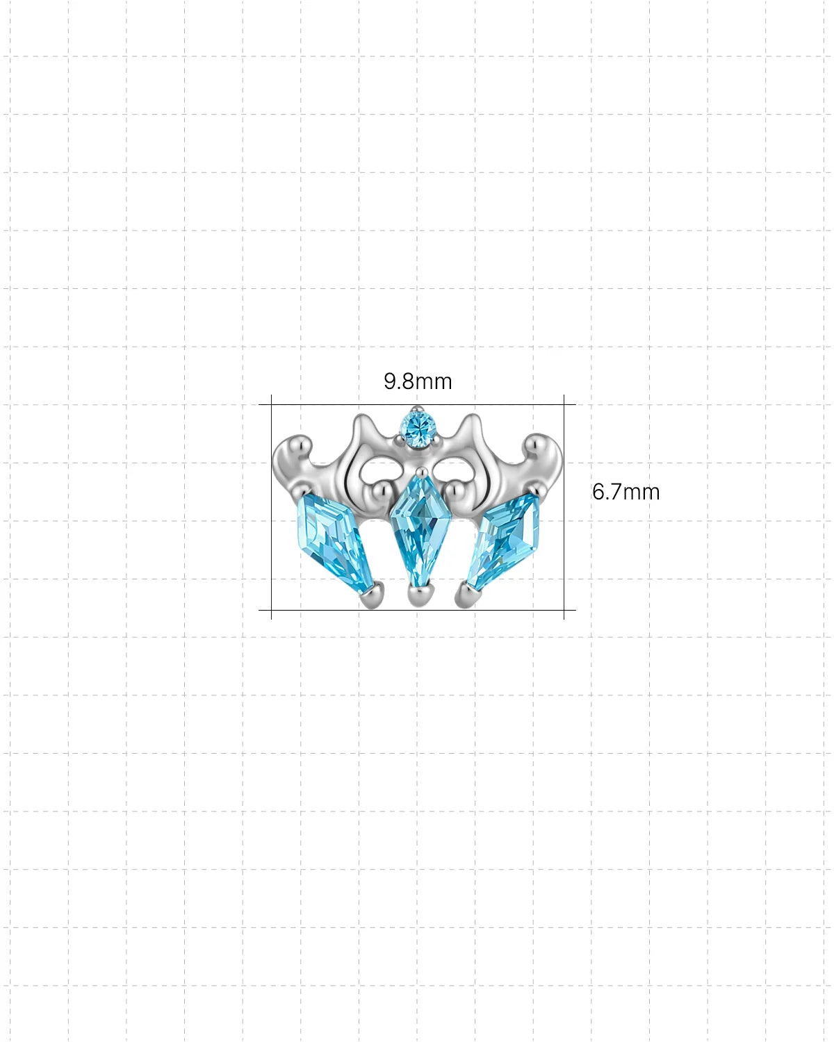 Crowned Constellation Flatback Stud Silver Ocean Mist - Image 8