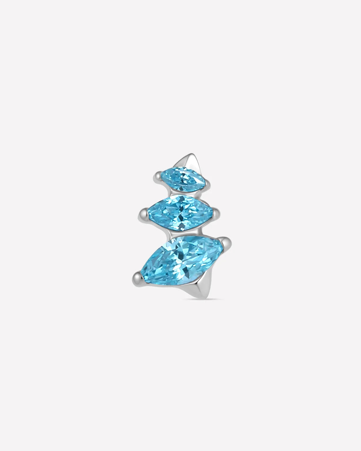 Petal Drift Flatback Stud Silver Ocean Mist front view