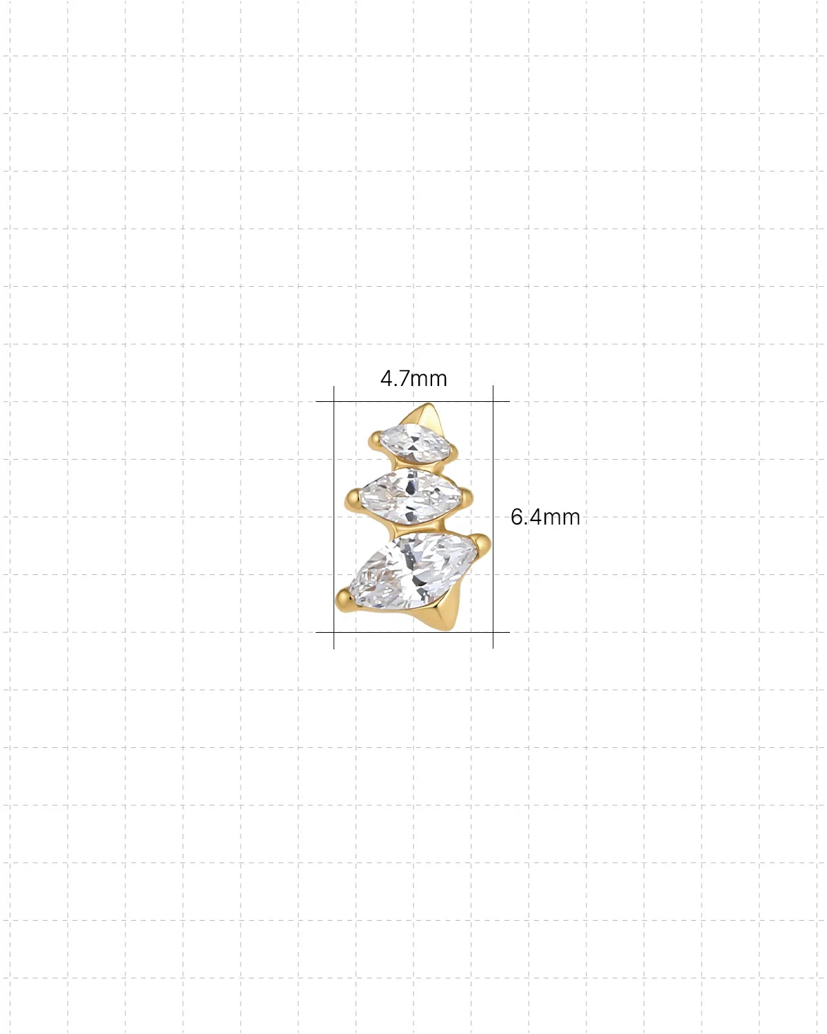 Petal Drift Flatback Stud Gold Crystal Clear size guide