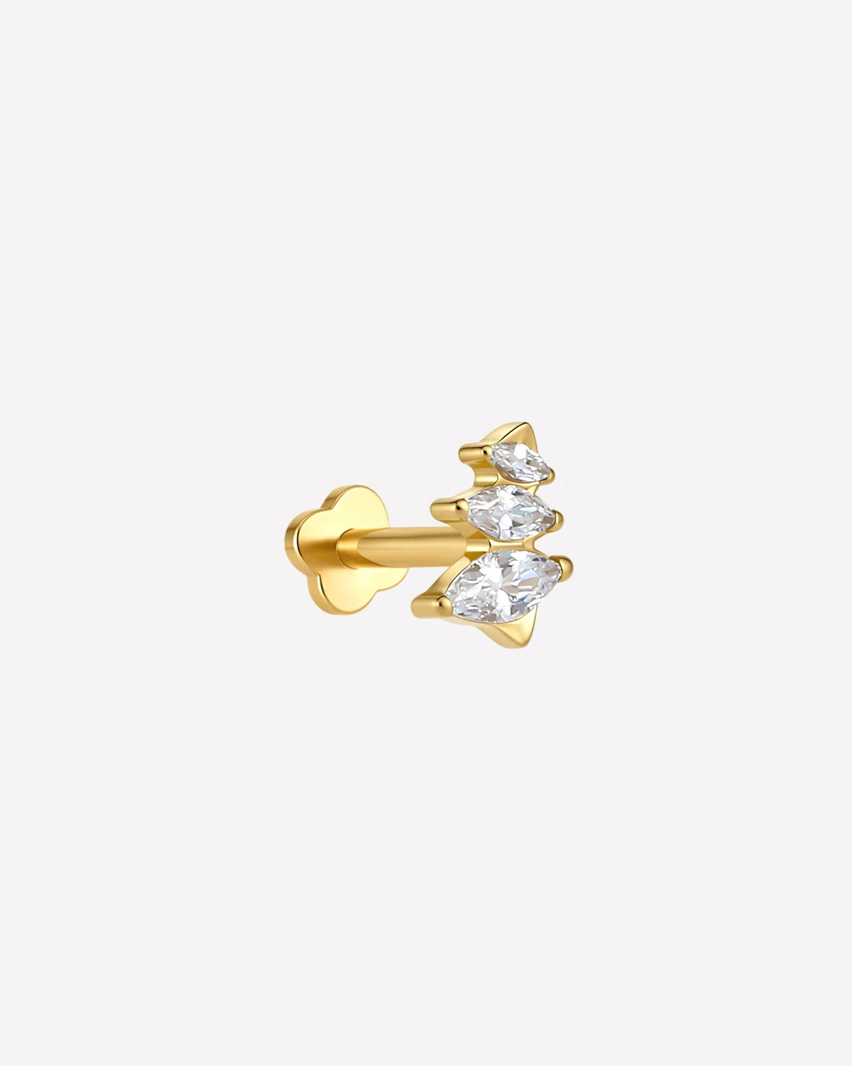 Petal Drift Flatback Stud Gold Crystal Clear side view