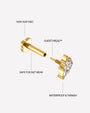 Petal Drift Flatback Stud Gold Crystal Clear threaded construction