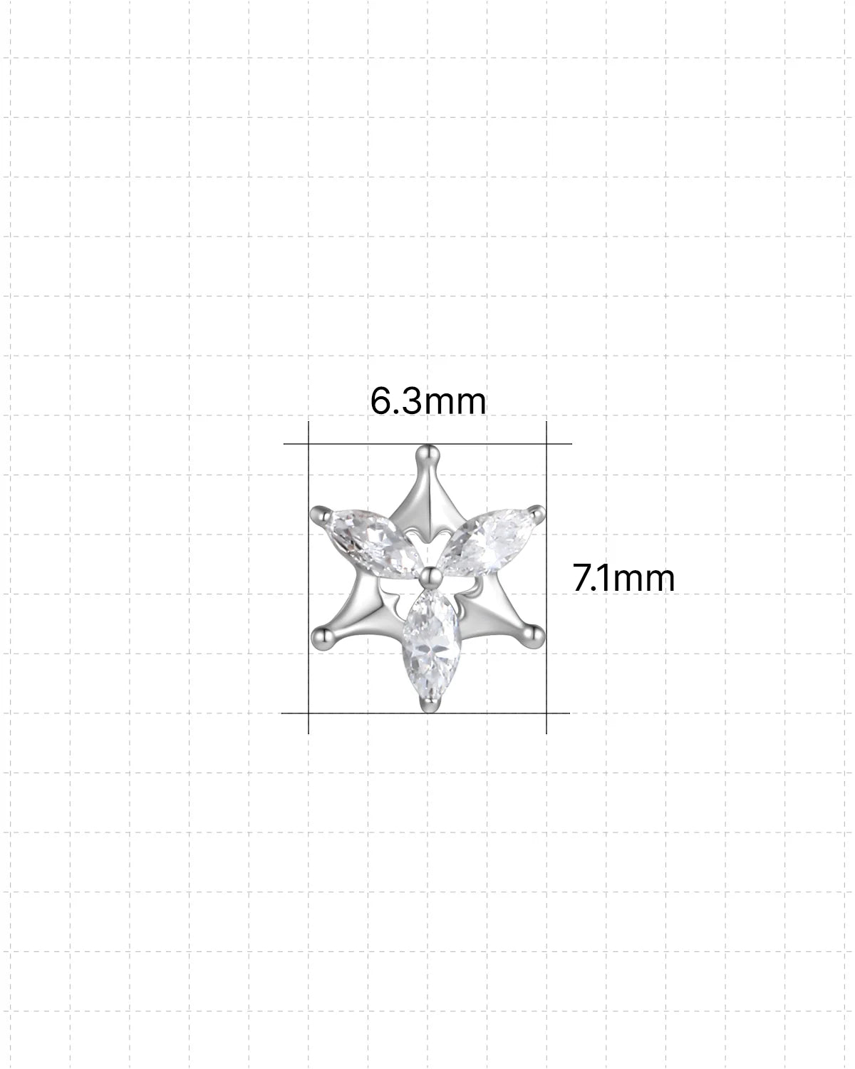 Marquise Star Bloom Flatback Stud Silver Crystal Clear - Image 7