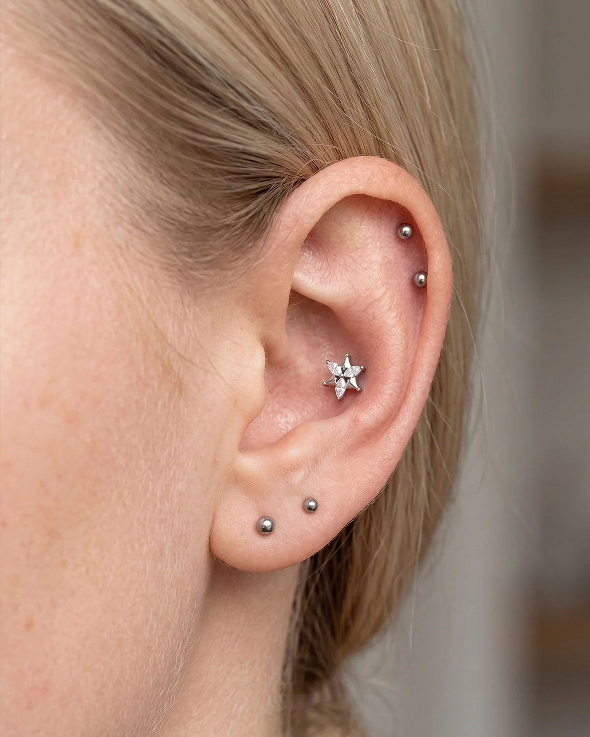 Marquise Star Bloom Flatback Stud Silver Crystal Clear - Image 12