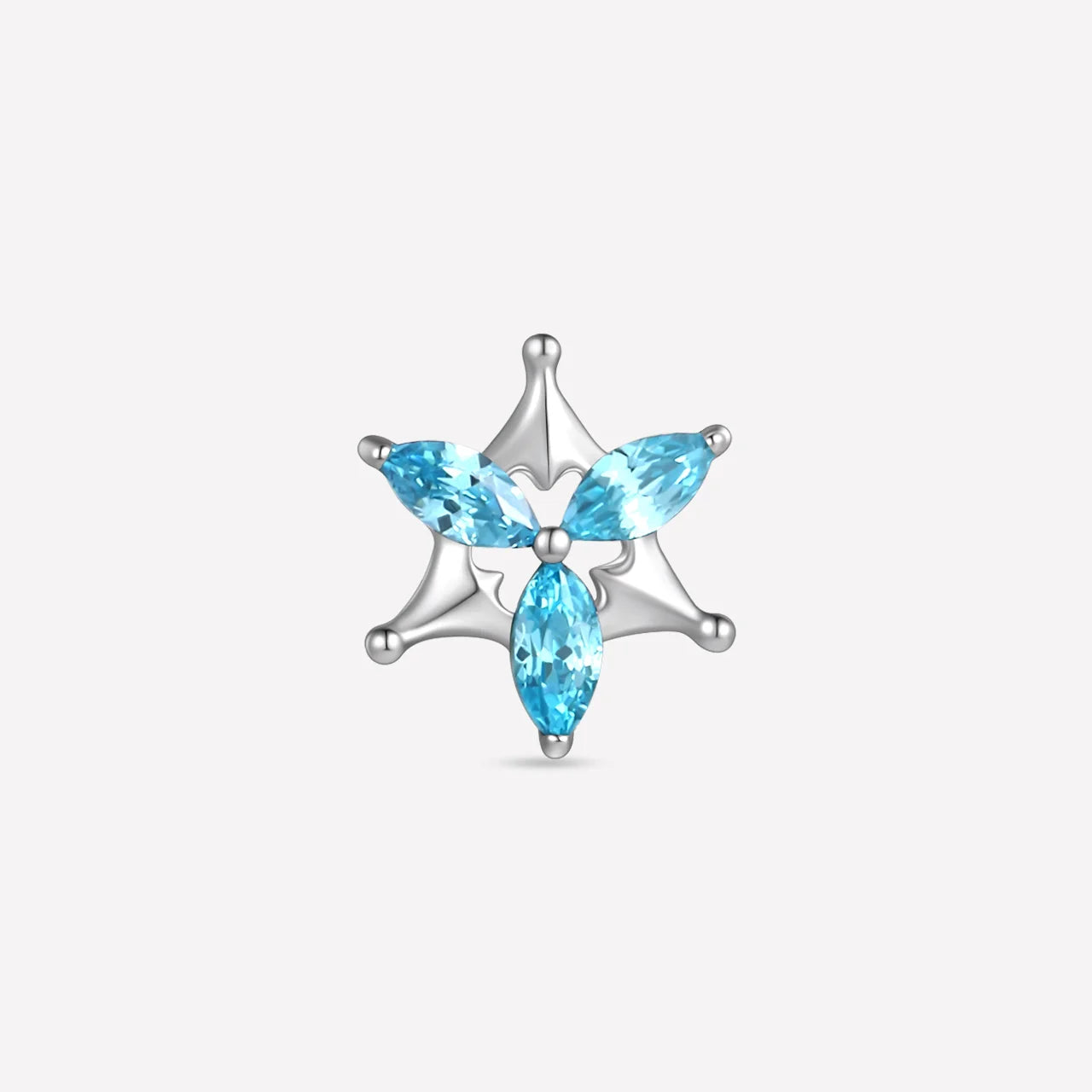 Marquise Star Bloom Flatback Stud Silver Ocean Mist - Image 1
