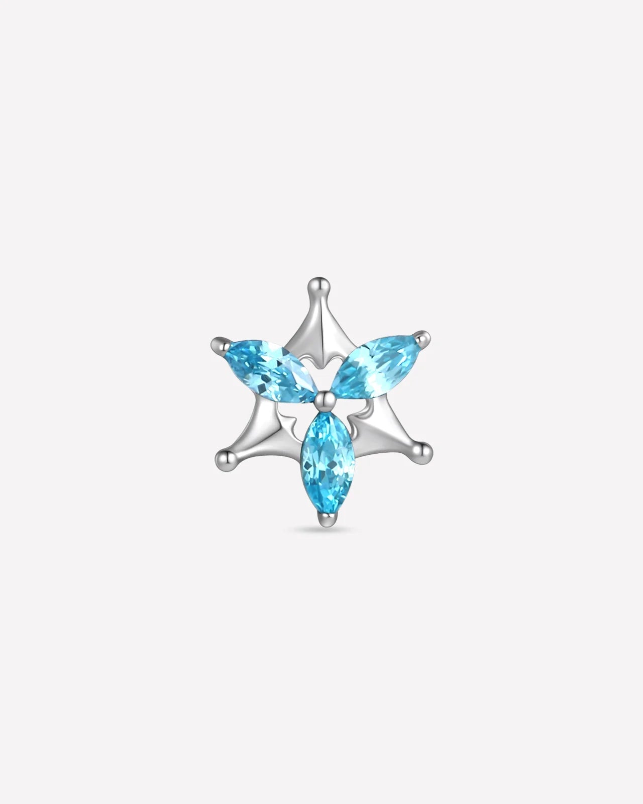 Marquise Star Bloom Flatback Stud Silver Ocean Mist - Image 1