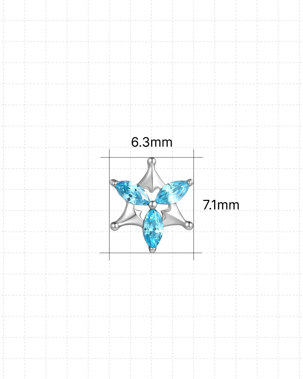 Marquise Star Bloom Flatback Stud Silver Ocean Mist - Image 12