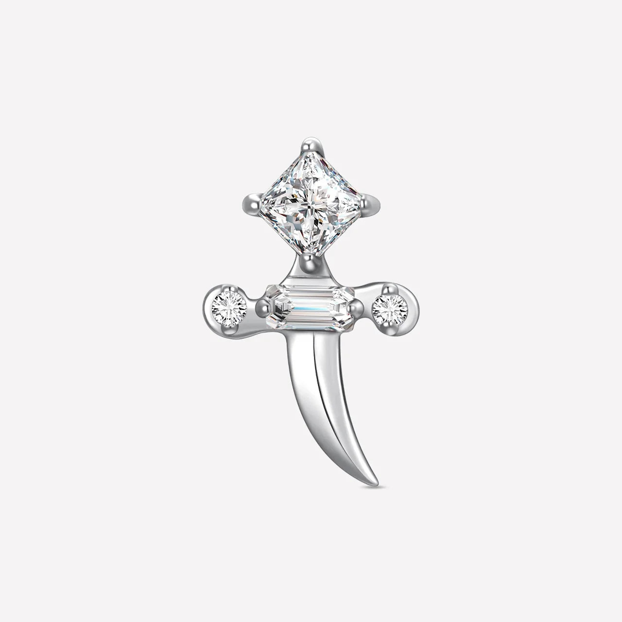 Regal Dagger Flatback Stud - Silver Crystal Clear - Image 1