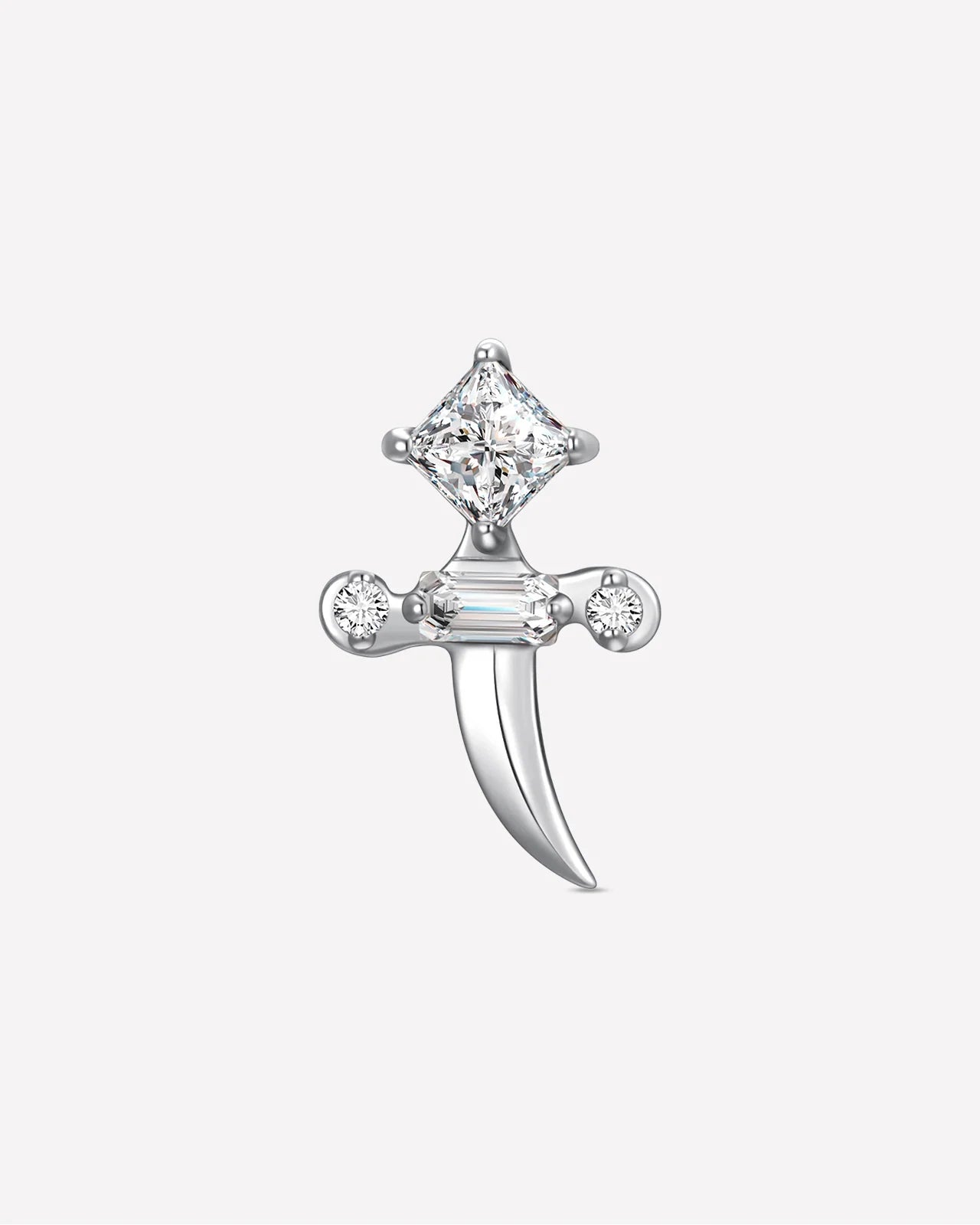 Regal Dagger Flatback Stud - Silver Crystal Clear - Image 1