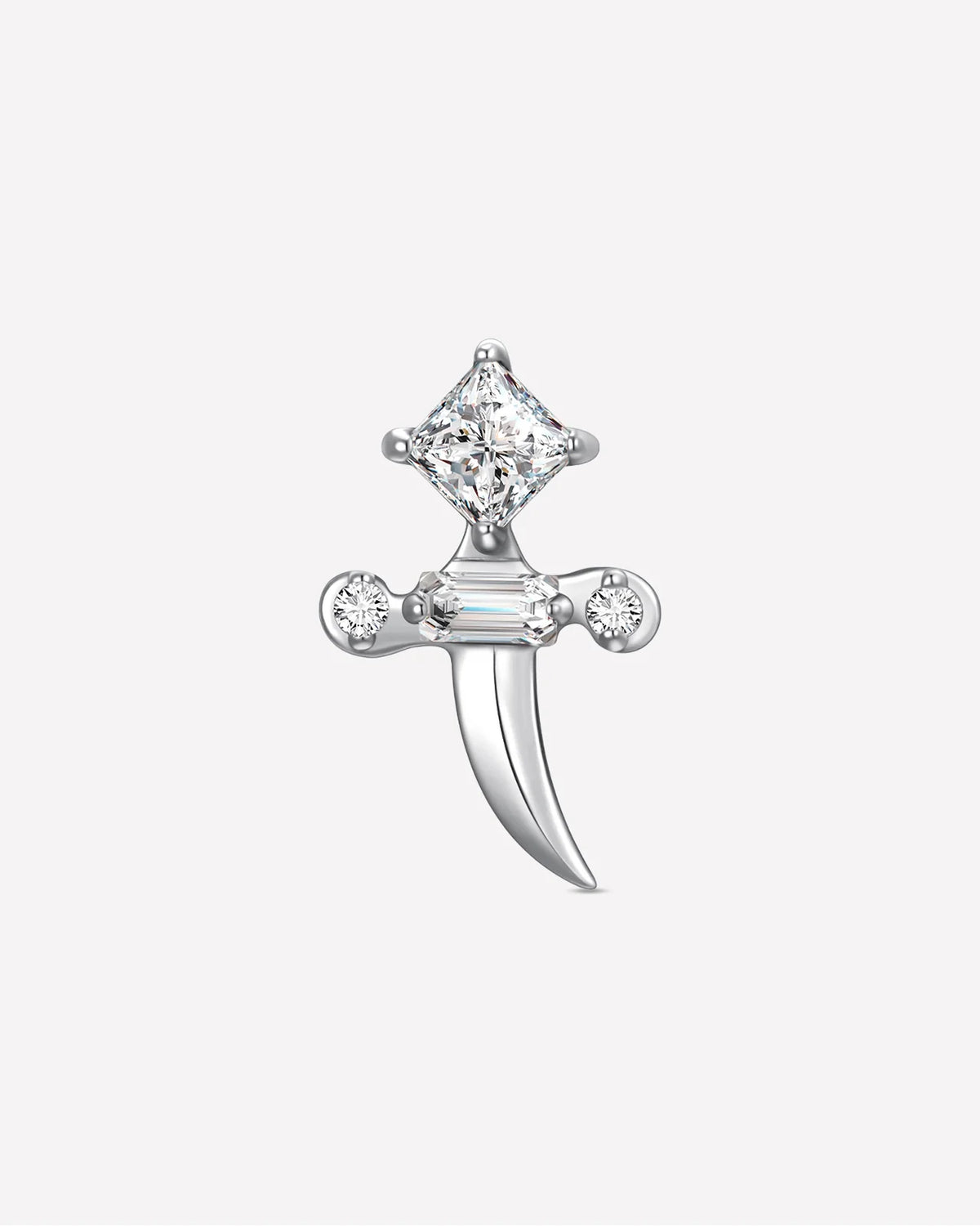 Regal Dagger Flatback Stud - Silver Crystal Clear - Image 1