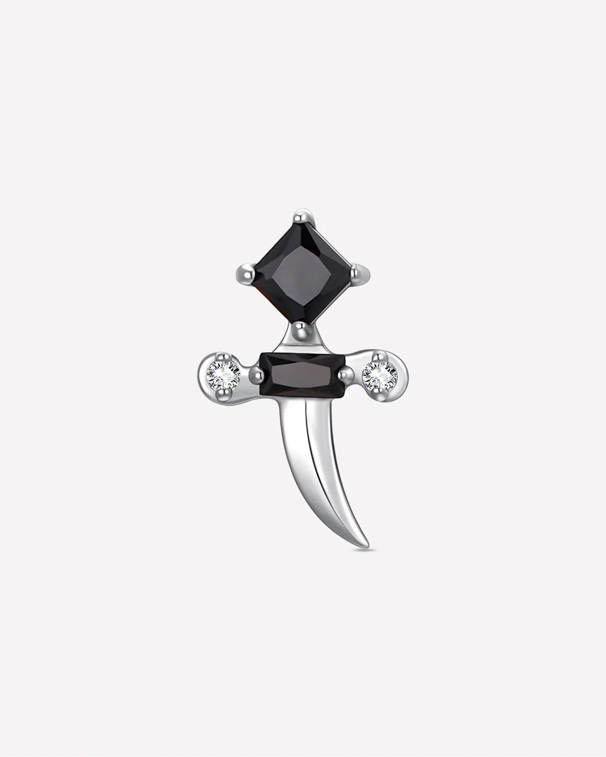 Regal Dagger Flatback Stud - Silver Onyx Black - Image 1