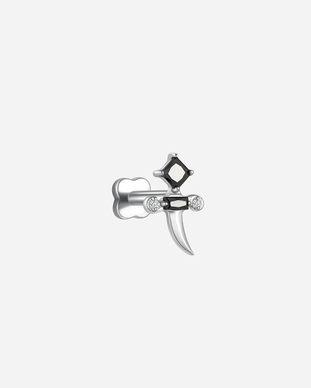 Regal Dagger Flatback Stud - Silver Onyx Black - Image 4