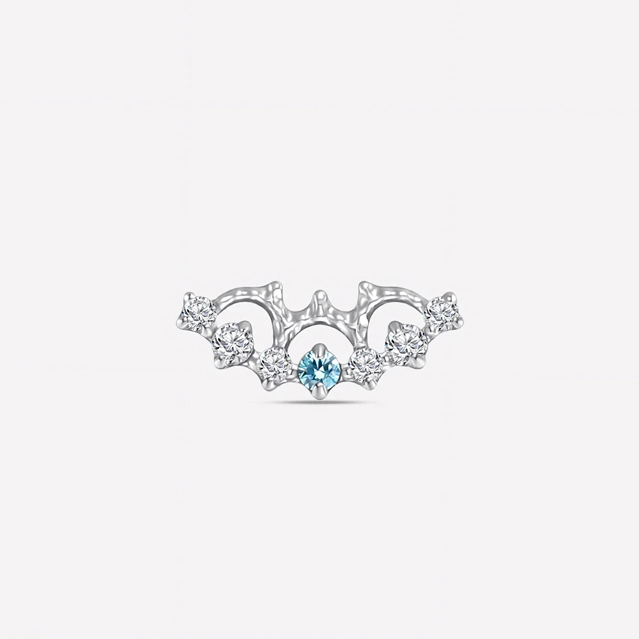 Nocturne Wings Flatback Stud Silver Blue Stone - Image 1