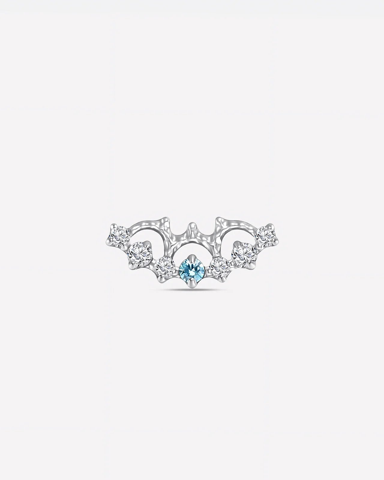 Nocturne Wings Flatback Stud Silver Blue Stone - Image 1