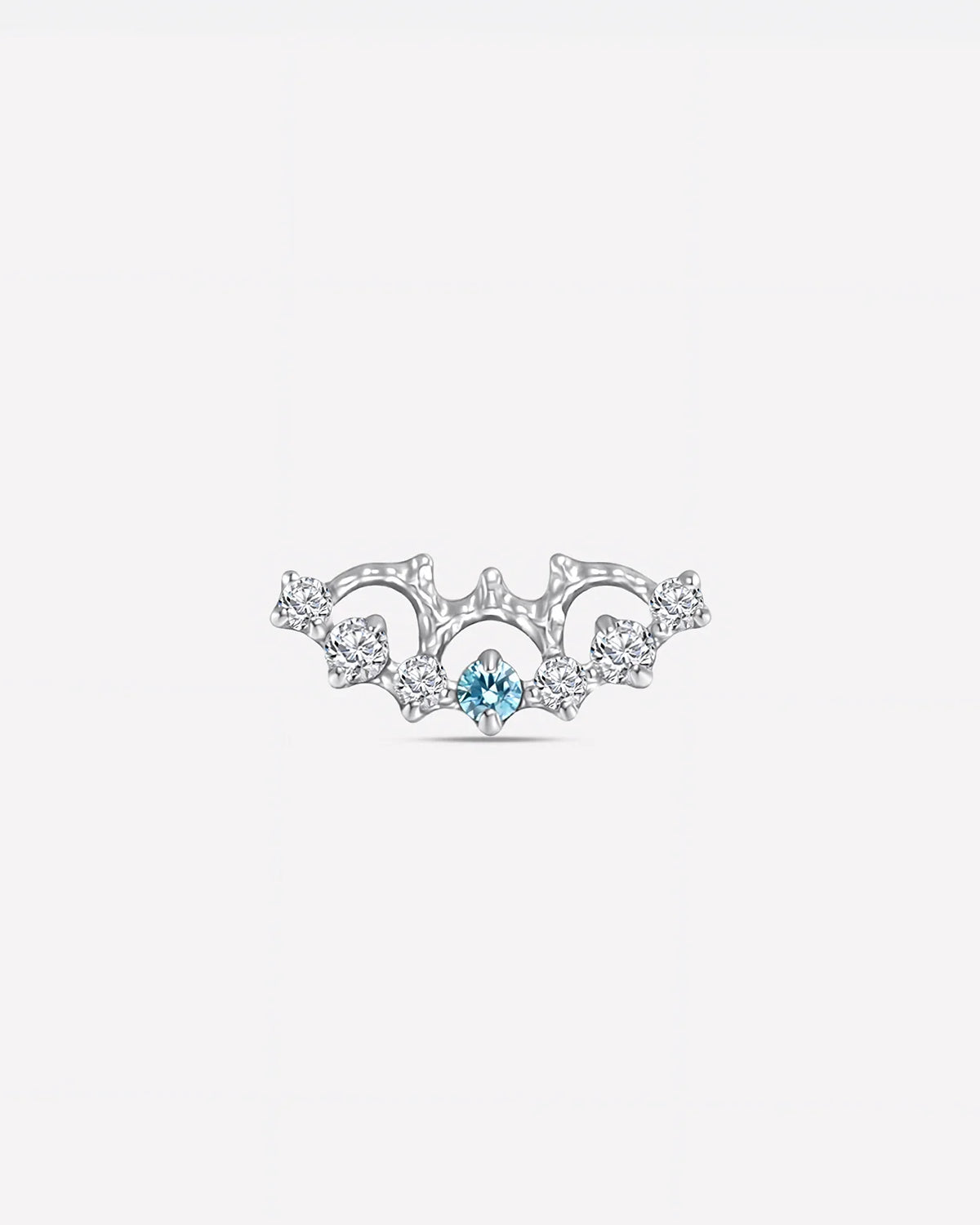 Nocturne Wings Flatback Stud Silver Blue Stone - Image 1