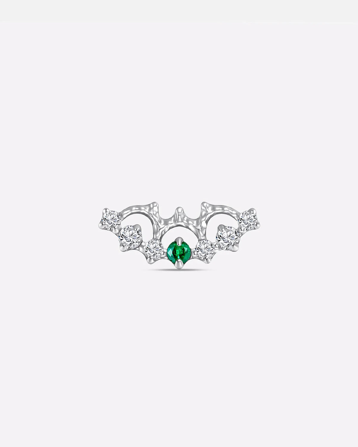 Nocturne Wings Flatback Stud Silver Green Stone - Image 1