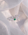 Nocturne Wings Flatback Stud Silver Green Stone - Image 2