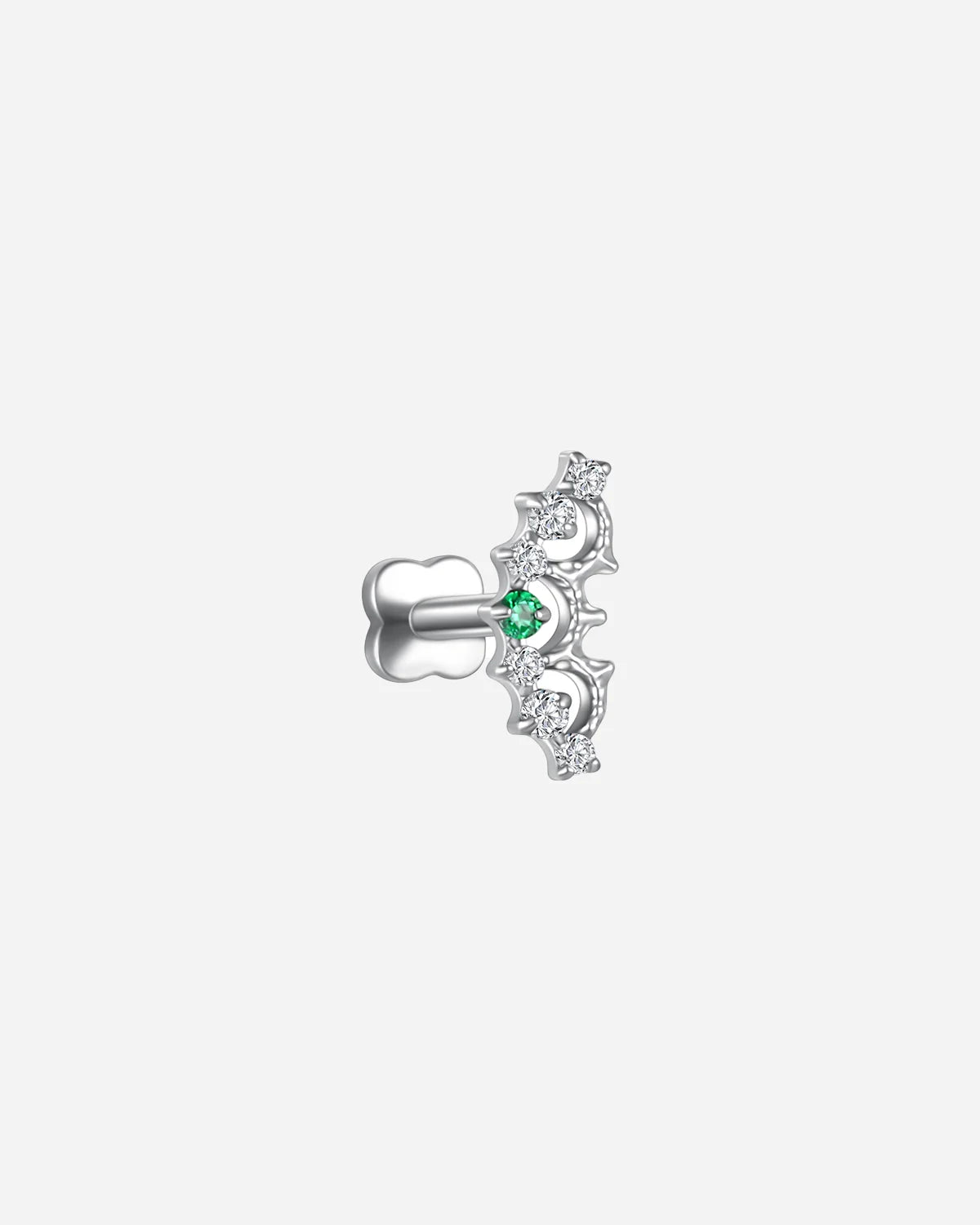 Nocturne Wings Flatback Stud Silver Green Stone - Image 6