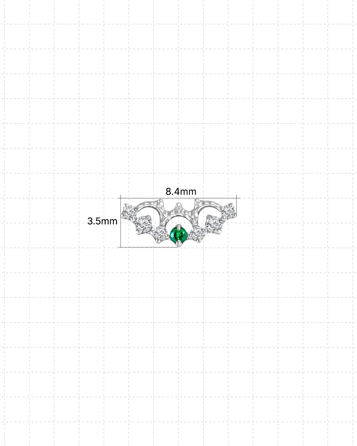 Nocturne Wings Flatback Stud Silver Green Stone - Image 7