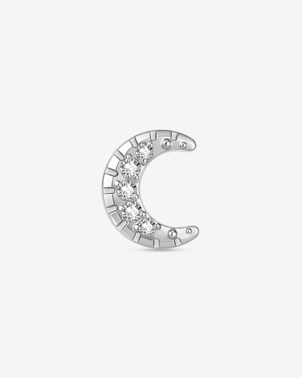 Silverlight Crescent Flatback Stud Silver Crystal Clear - Image 1