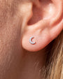 Silverlight Crescent Flatback Stud Silver Crystal Clear - Image 4