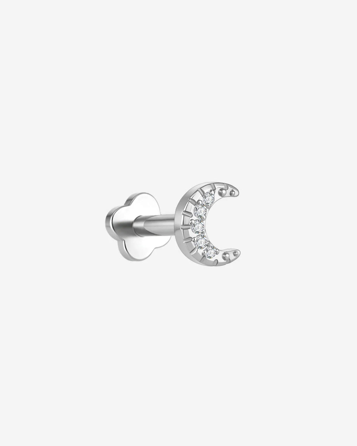 Silverlight Crescent Flatback Stud Silver Crystal Clear - Image 8
