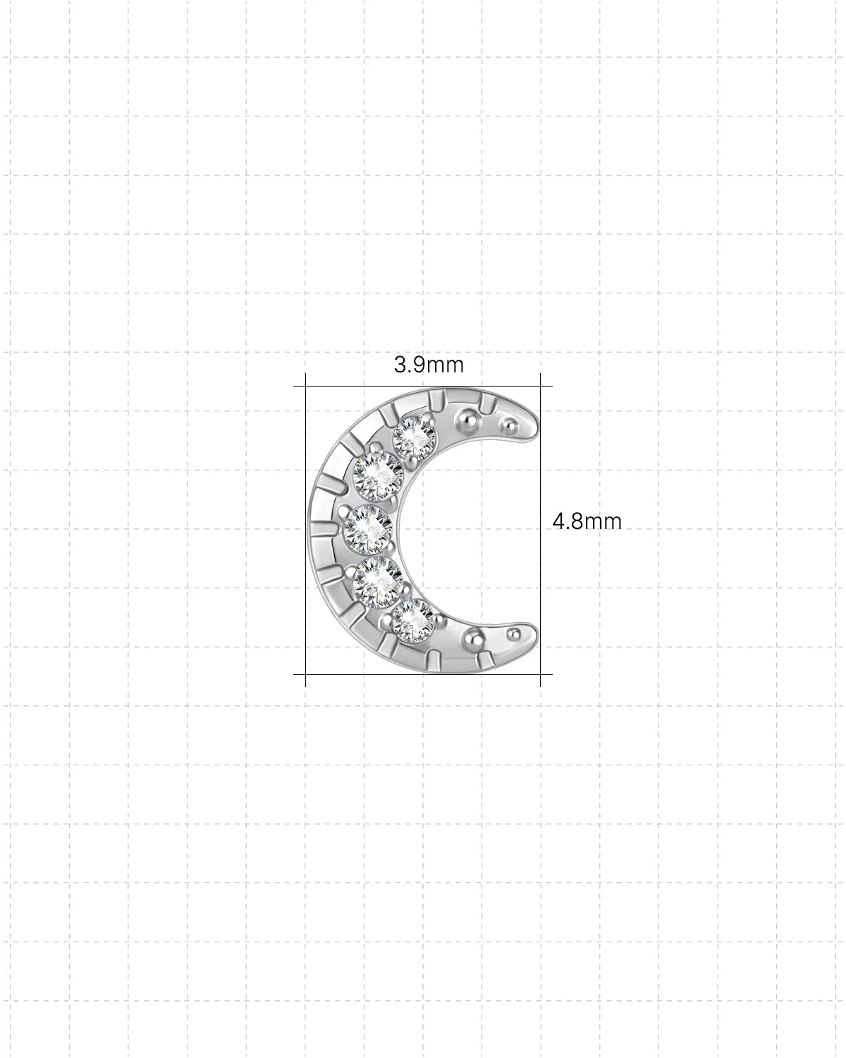 Silverlight Crescent Flatback Stud Silver Crystal Clear - Image 10