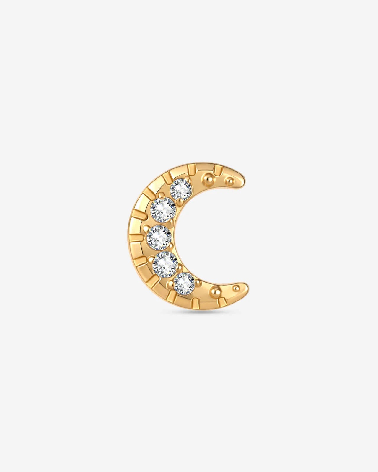 Silverlight Crescent Flatback Stud Gold Crystal Clear - Image 1