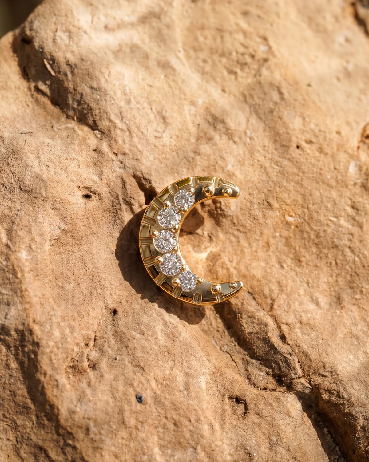 Silverlight Crescent Flatback Stud Gold Crystal Clear - Image 6