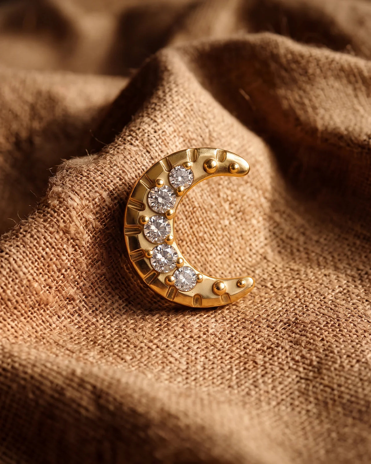 Silverlight Crescent Flatback Stud Gold Crystal Clear - Image 7