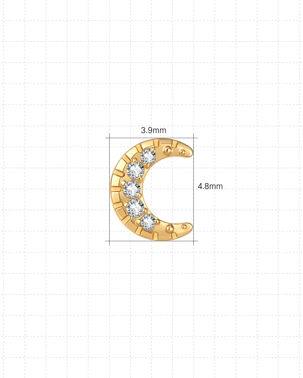 Silverlight Crescent Flatback Stud Gold Crystal Clear - Image 14
